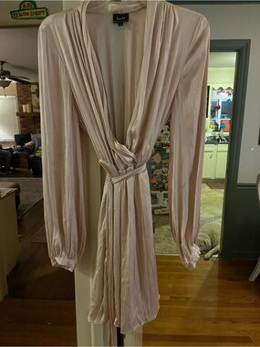 Bardot Blush Satin Tie-Waist Draped Dress